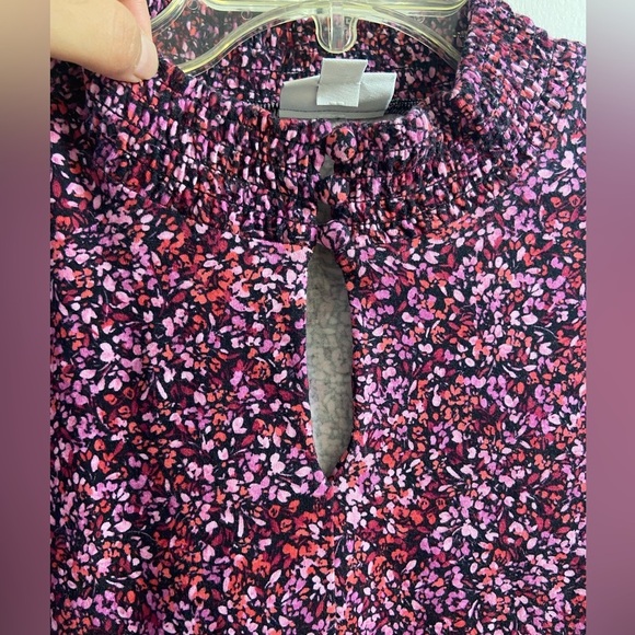 J Jill blouse pop over ditzy floral smocked mock neck Large - Picture 4 of 9